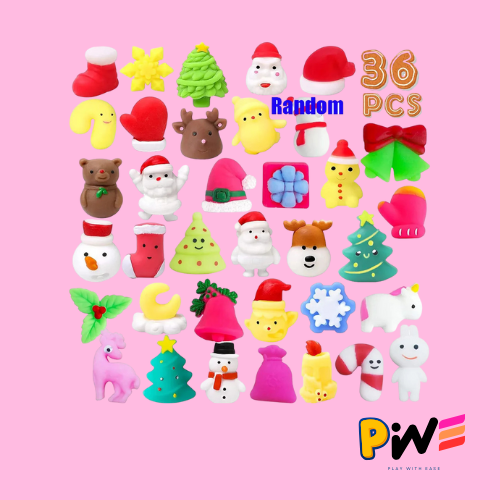 Christmas Toys 12/36PCS for Kids Santa Claus Snowman Stocking Stuffers Mochi Squishy Stress Reliever Anxiety Toy Party Favors