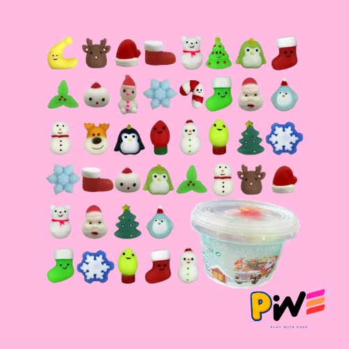 Christmas Toys 12/36PCS for Kids Santa Claus Snowman Stocking Stuffers Mochi Squishy Stress Reliever Anxiety Toy Party Favors