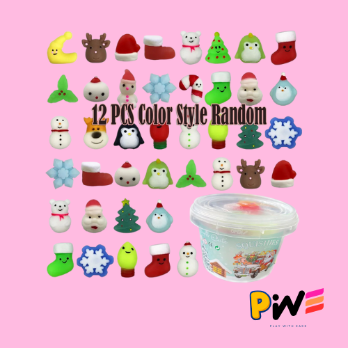 Christmas Toys 12/36PCS for Kids Santa Claus Snowman Stocking Stuffers Mochi Squishy Stress Reliever Anxiety Toy Party Favors