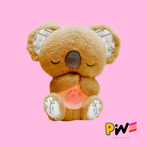 Cuddly Koala Plush Sleep Aid with Soft Glow Night Light Calming Music and Simulated Breathing Comforting Bedtime Comfort Toys