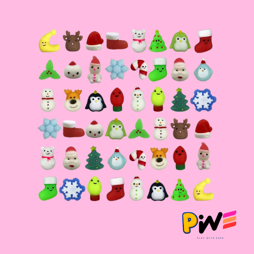 Christmas Toys 12/36PCS for Kids Santa Claus Snowman Stocking Stuffers Mochi Squishy Stress Reliever Anxiety Toy Party Favors