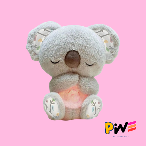 Cuddly Koala Plush Sleep Aid with Soft Glow Night Light Calming Music and Simulated Breathing Comforting Bedtime Comfort Toys
