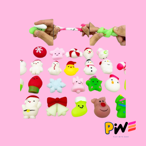 Christmas Toys 12/36PCS for Kids Santa Claus Snowman Stocking Stuffers Mochi Squishy Stress Reliever Anxiety Toy Party Favors