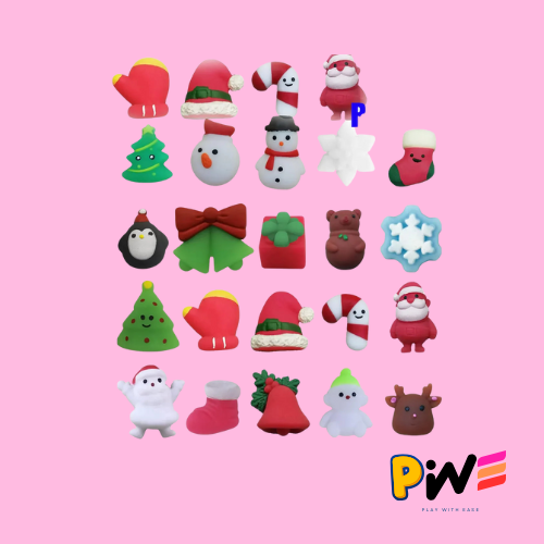 Christmas Toys 12/36PCS for Kids Santa Claus Snowman Stocking Stuffers Mochi Squishy Stress Reliever Anxiety Toy Party Favors