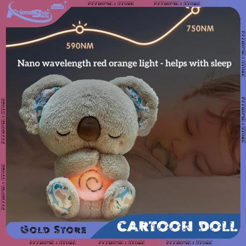 Cuddly Koala Plush Sleep Aid with Soft Glow Night Light Calming Music and Simulated Breathing Comforting Bedtime Comfort Toys