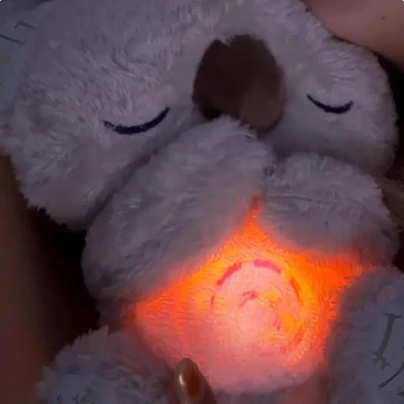 Cuddly Koala Plush Sleep Aid with Soft Glow Night Light Calming Music and Simulated Breathing Comforting Bedtime Comfort Toys